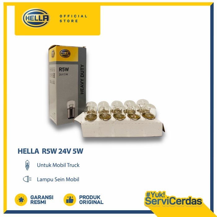 HELLA Lampu Mobil Sein Mobil R5W R5W 24V 10pcs - Lampu Sein Premium Untuk Tipe Mobil Truk