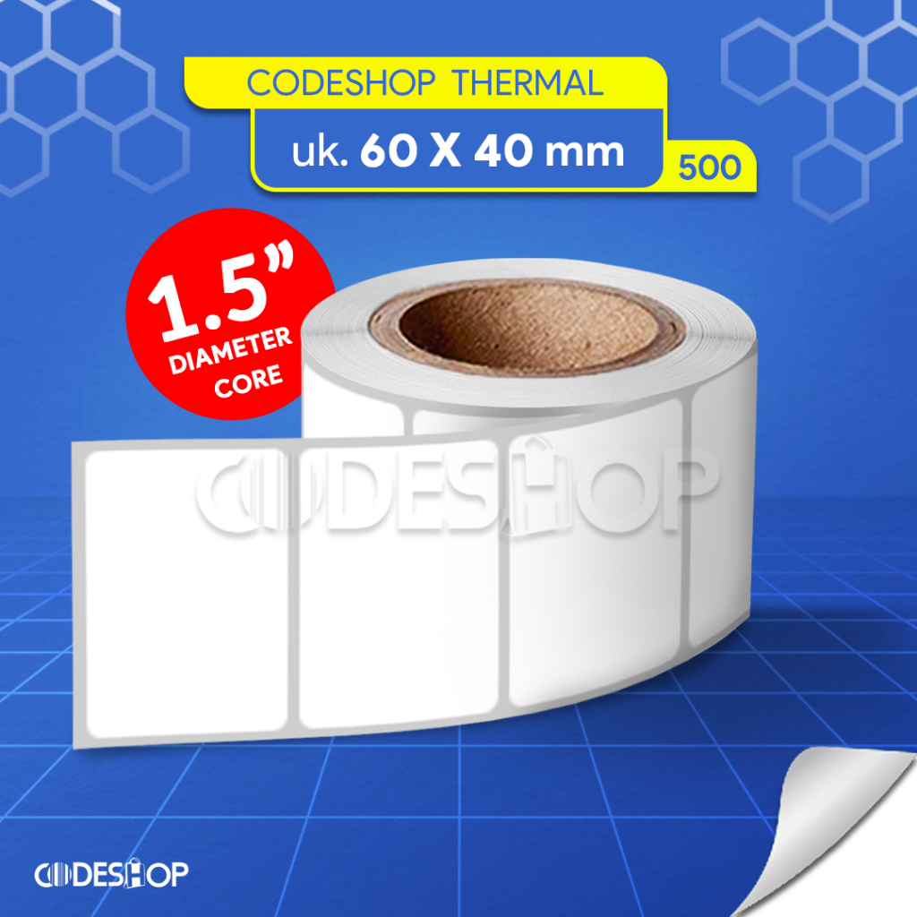 

Codeshop Label Thermal 60x40 mm 1 Line Core Sedang isi 500 Pcs Stiker