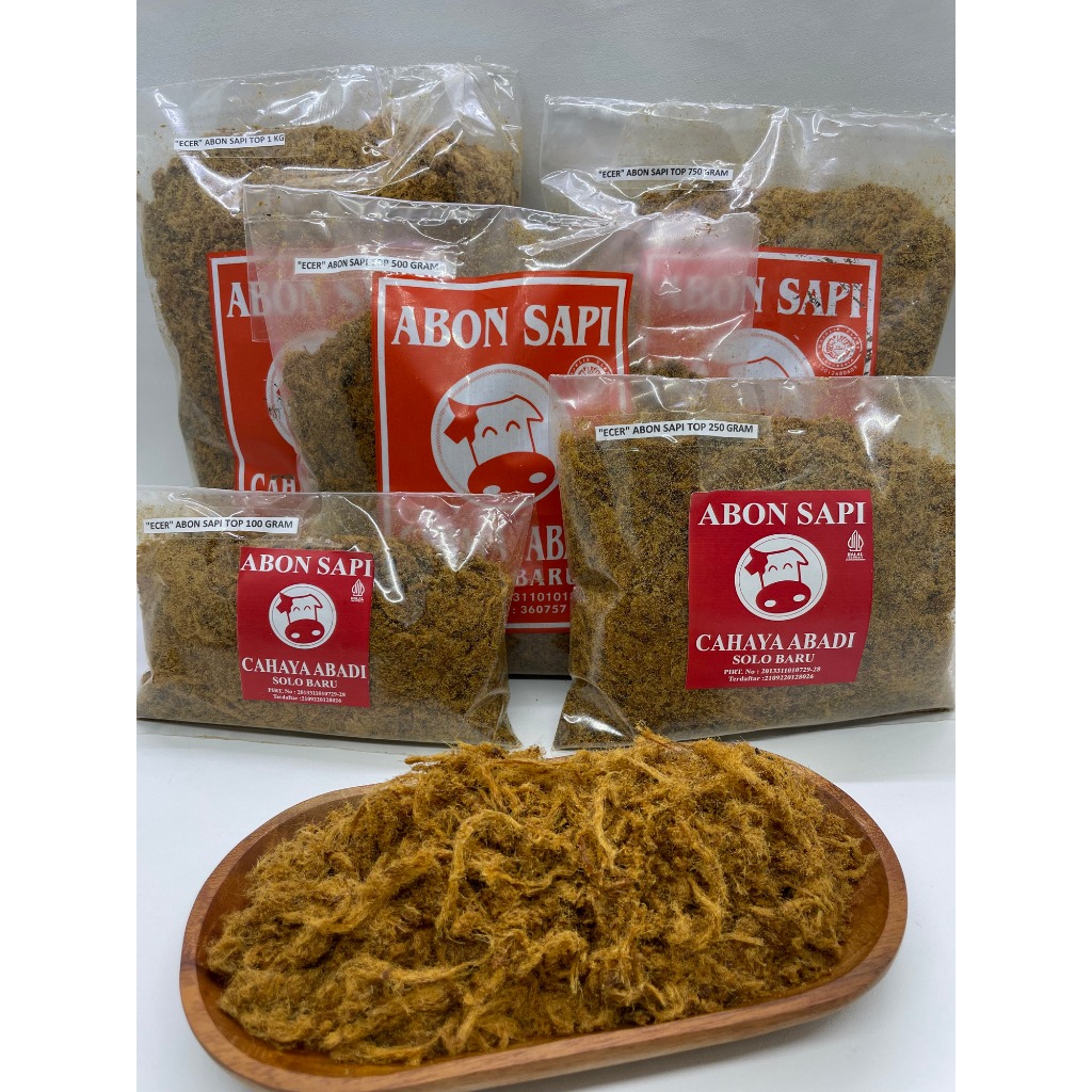 

ECER (100gr, 250gr, 500gr, 750gr, 1kg) Abon Sapi "TOP" Cahaya Abadi