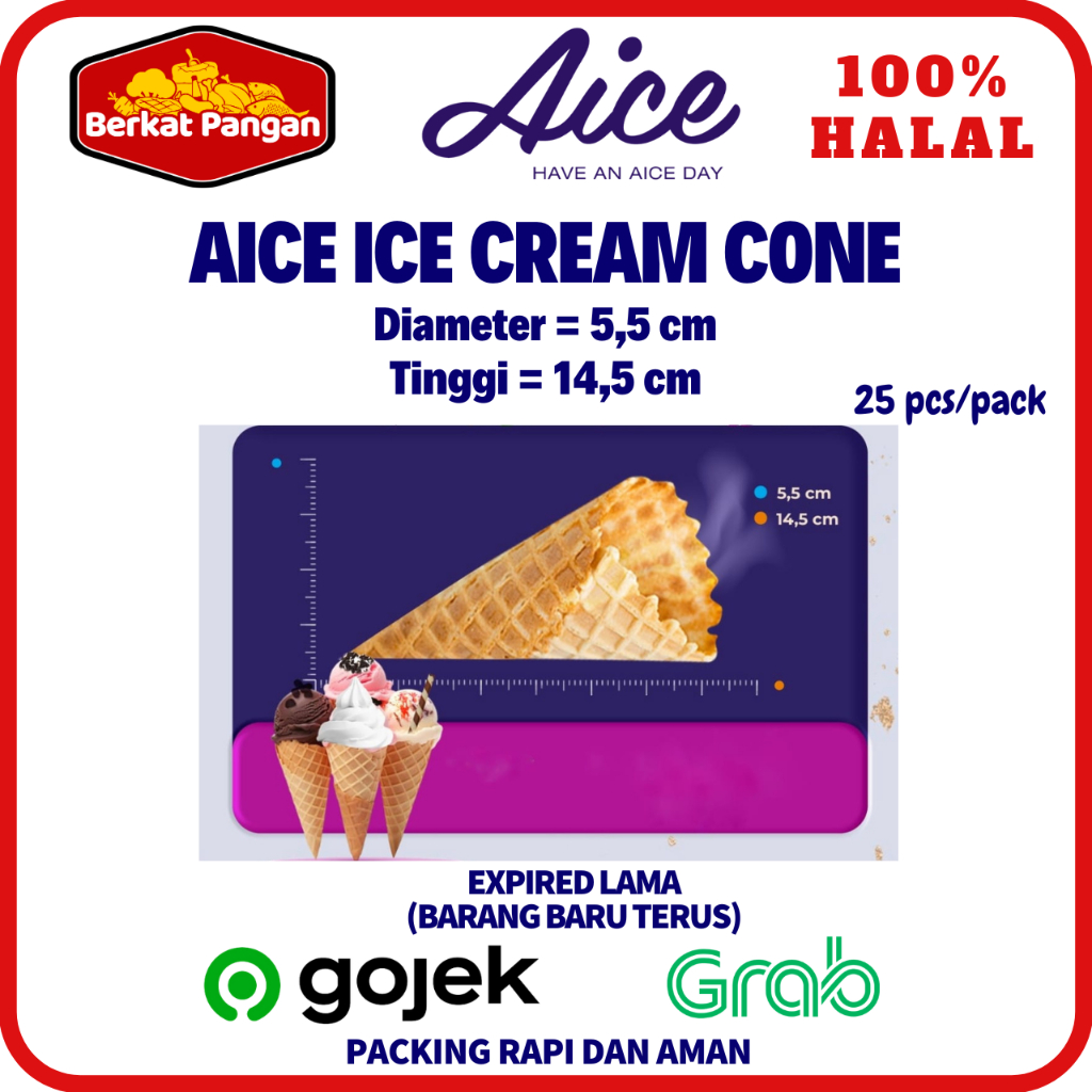 

AICE Sugar Cone Ice Cream Waffle isi 25 pcs - Eskrim Cone