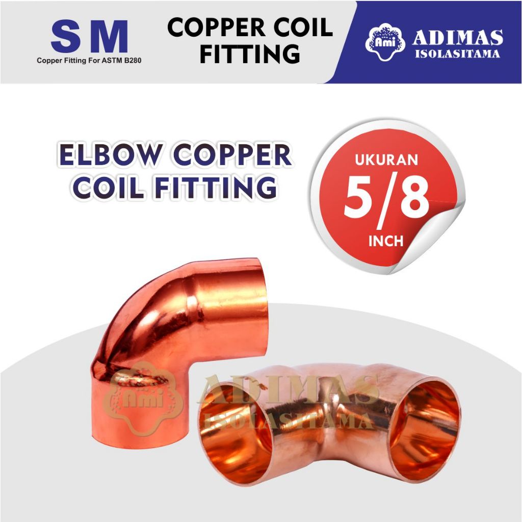 SM Elbow Pipa Tembaga 5/8 Inch sudut 90 derajat untuk Fitting Pipa AC