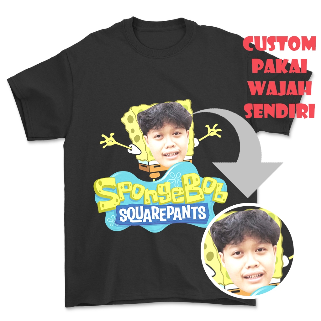 Kaos CUSTOM WAJAH SPONGEBOB SQUAREPANTS Ej Peace Viral KAOS KAGE