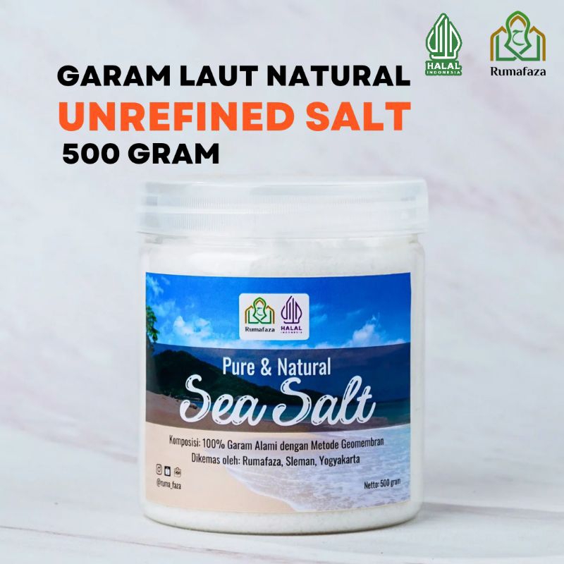 

Rumafaza Premium and Natural Sea Salt 500 gram Kemasan Toples (Garam alami)