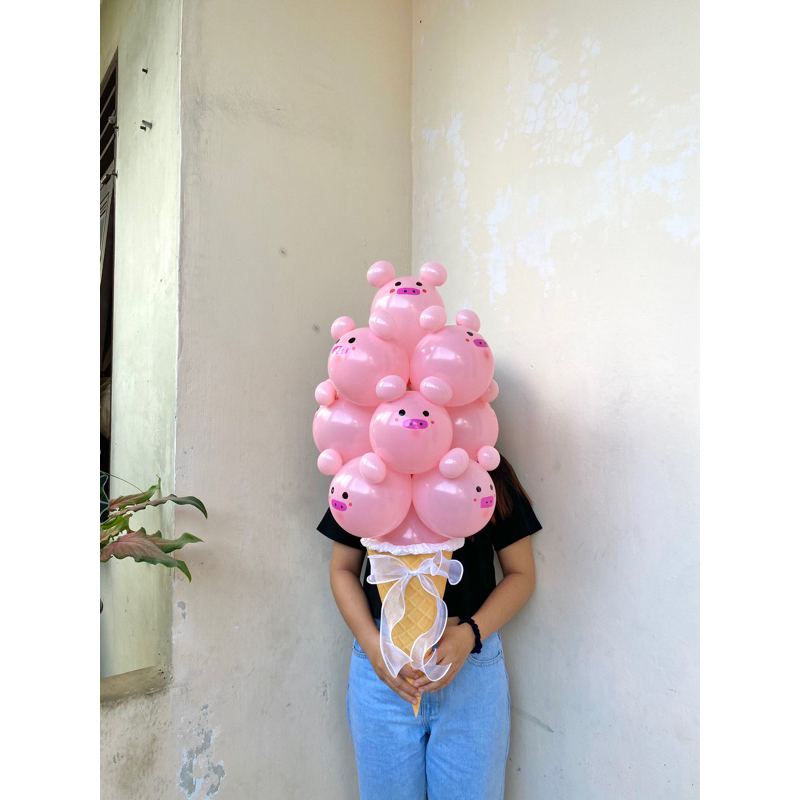 BUKET BALON KARAKTER / ICE CREAM BALLON MEDAN