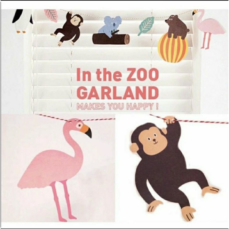 Banner tema hewan forest animal zoo binatang jungle hutan satwa baner bunting flag garland spanduk b