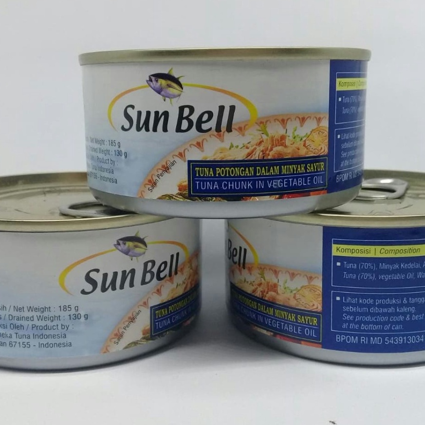 

Sale Oke SUNBELL TUNA CHUNK IN VEGETABLE OIL 185 G SUN BELL TUNA KALENG