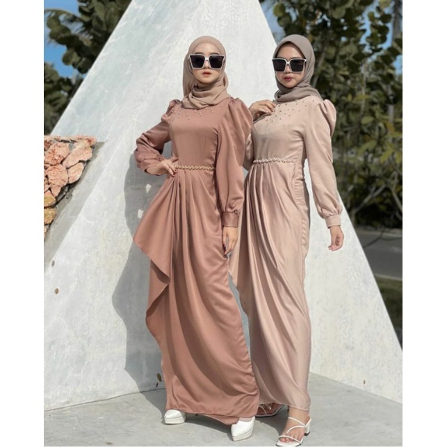 AZALIA - ADORA SATIN MAXY DRESS TERBARU | GAMIS POLOS SATIN MAXMARA JUMBO TERBARU | GAMIS WANITA KOM