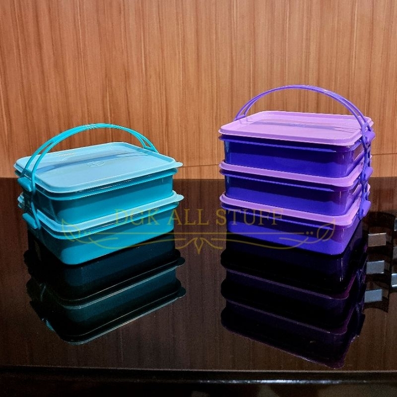 Rantang Segi Persegi Bulat Bekal Tempat Makan Bontot Plastik Susun 3 Tiga Tingkat Susun 2 Dua Tingka