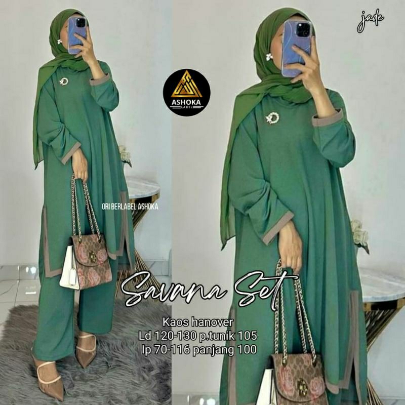 Setelan Wanita Jumbo Savana Set Bahan Kaos Hanover