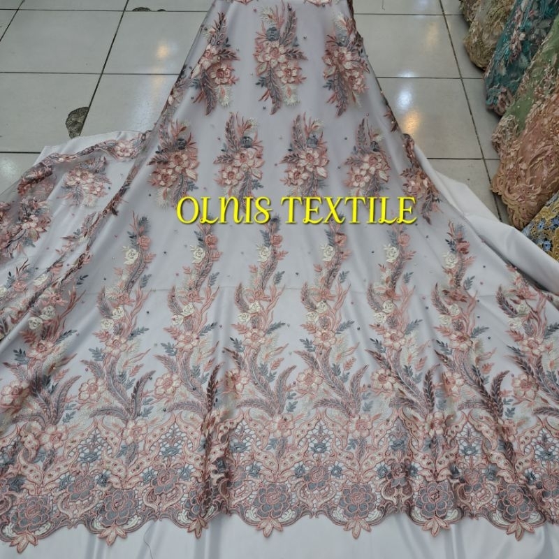 kain tile paris bordir twotone premium full payet mutiara