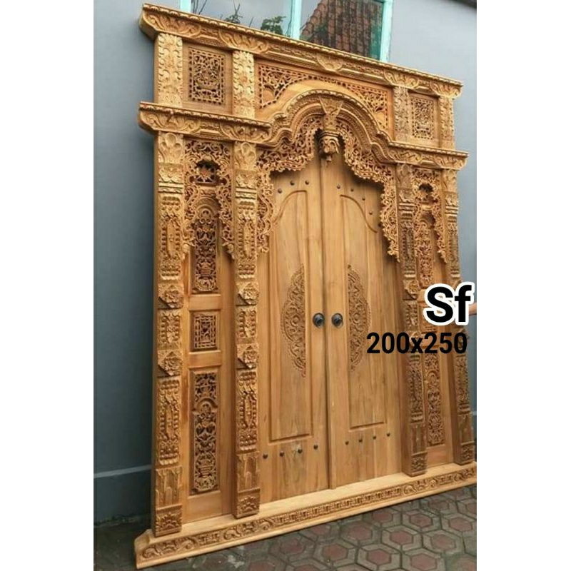 gebyok ukir kayu jati kusen pintu mewah asli jepara