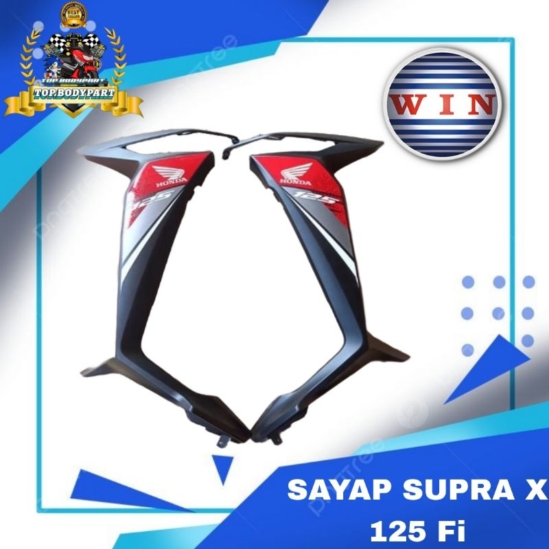 Sayap Samping Legshield Luar Supra X 125 Fi 2015 Hitam Doff plus Striping.