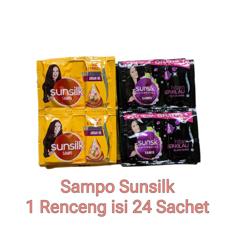 Sunsilk Sampo 1 Renceng isi 24 Sachet Hitam Berkilau Halus dan Lembut
