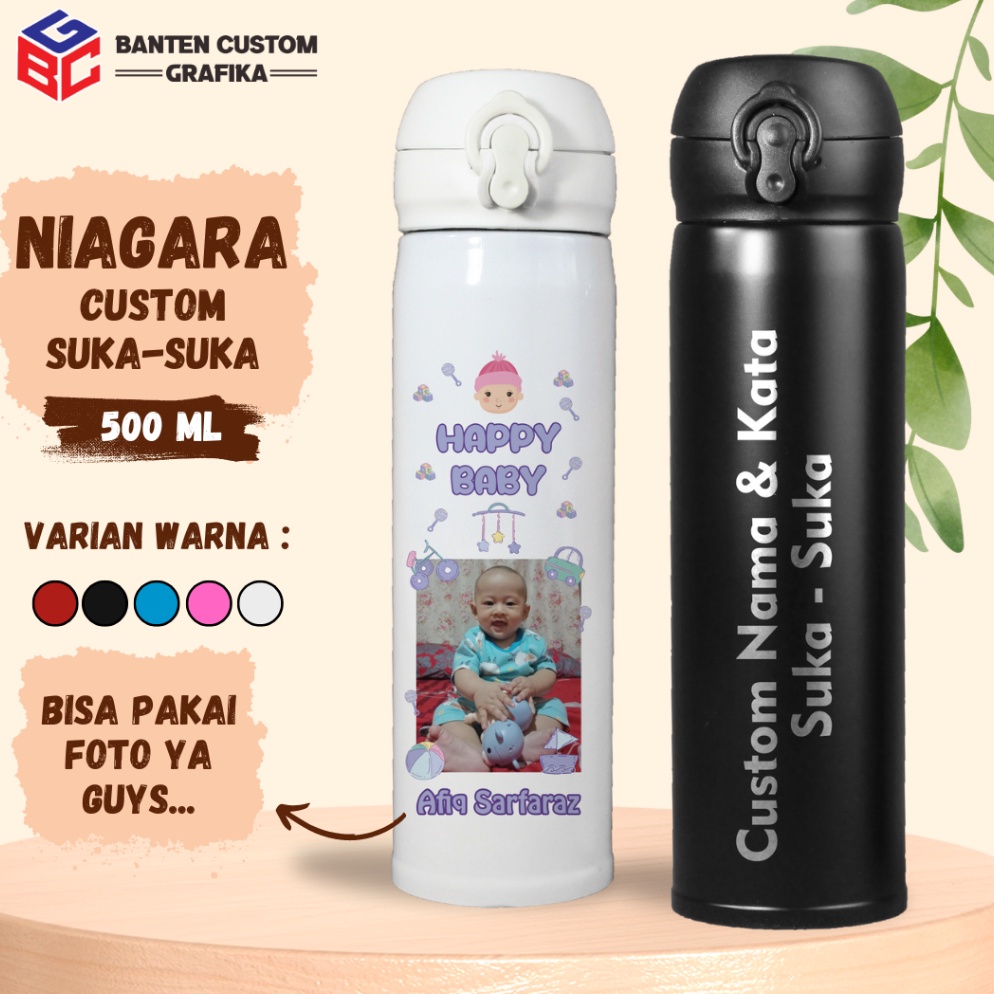 

Good Order Souvenir Botol Tumber Niagara Custom Desain Grafir Nama dan Print Poto Suka suka