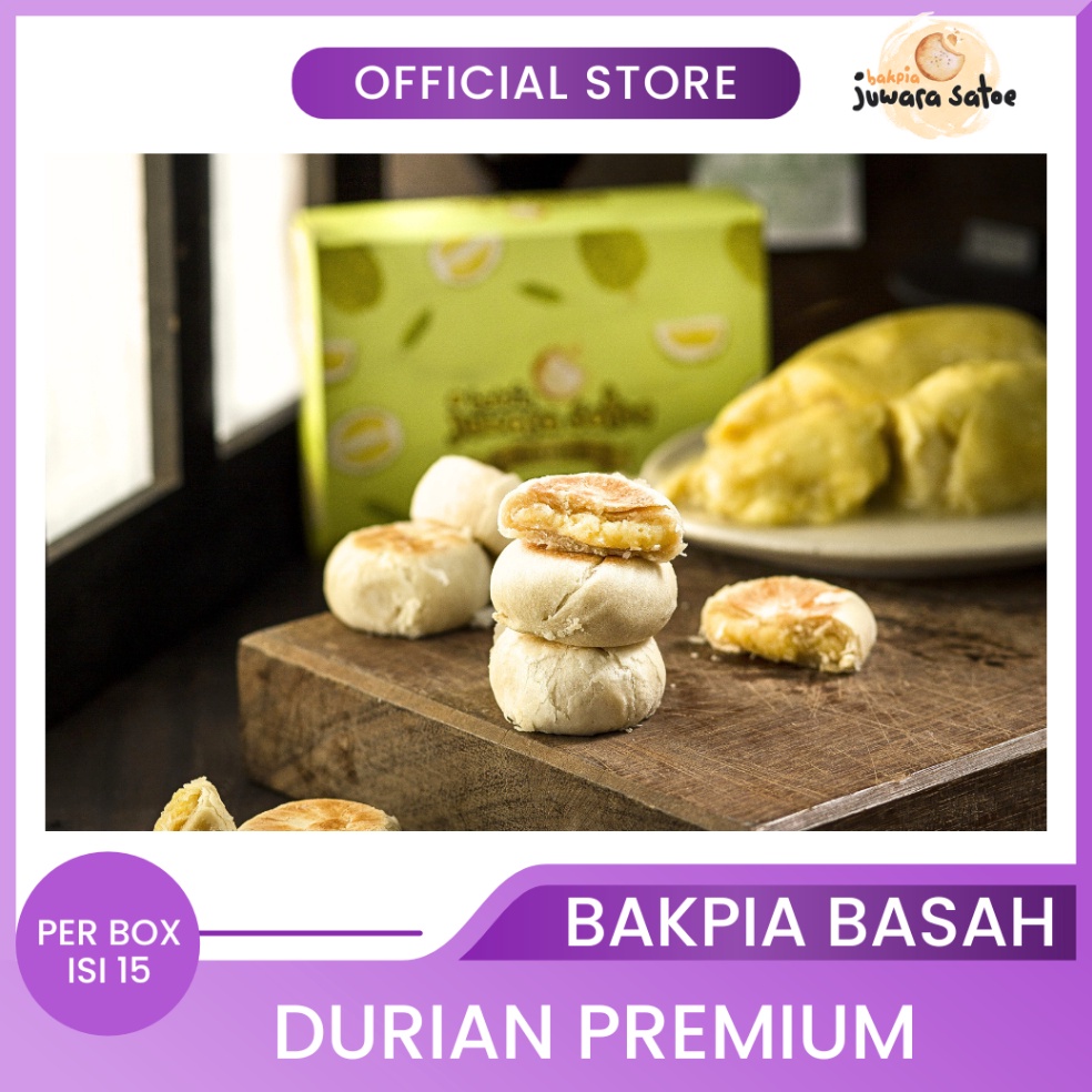 

Dikirim secepatnya BAKPIA JUWARA SATOE [ Isi 15 ] Bakpia Basah Durian - Oleh Oleh Khas Jogja