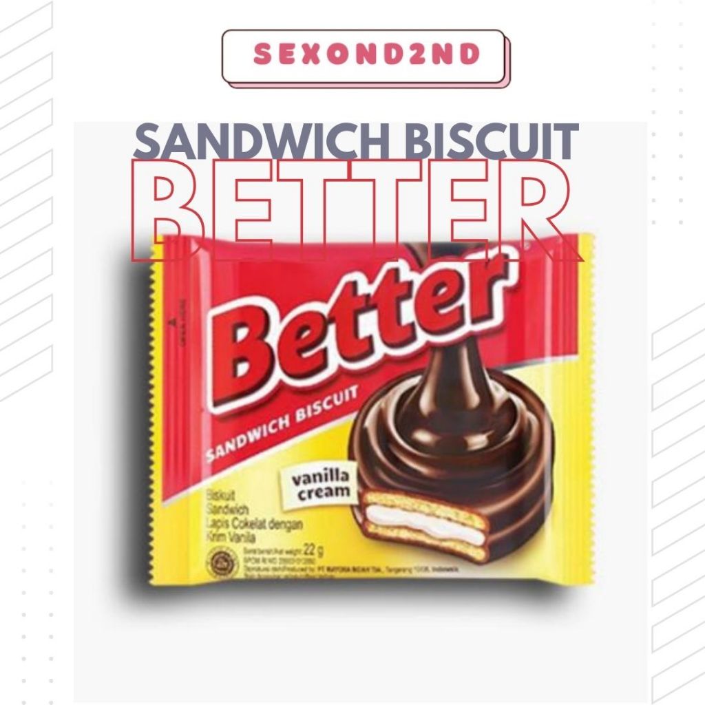 

Better Sandwich Biscuit 22 gram ( 1 renceng isi 10 sachet)