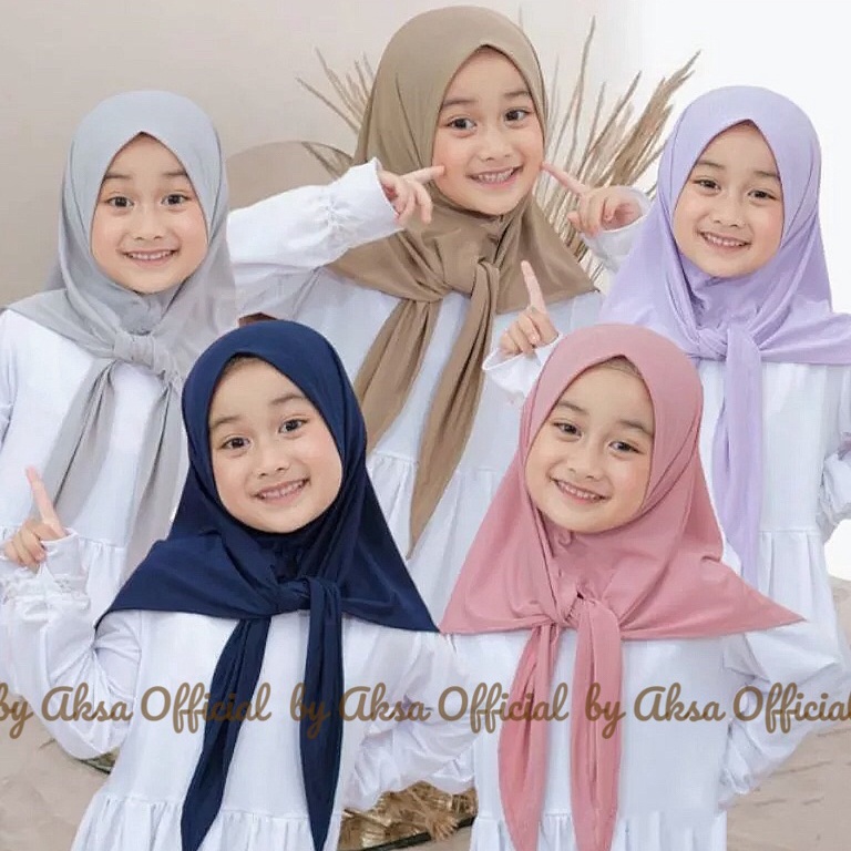 PAKET LENGKAP>>> (0 - 7 TAHUN) JILBAB ANAK SEGITIGA INSTAN JERSEY PREMIUM 1 - 7 TAHUN / Jilbab Anak 