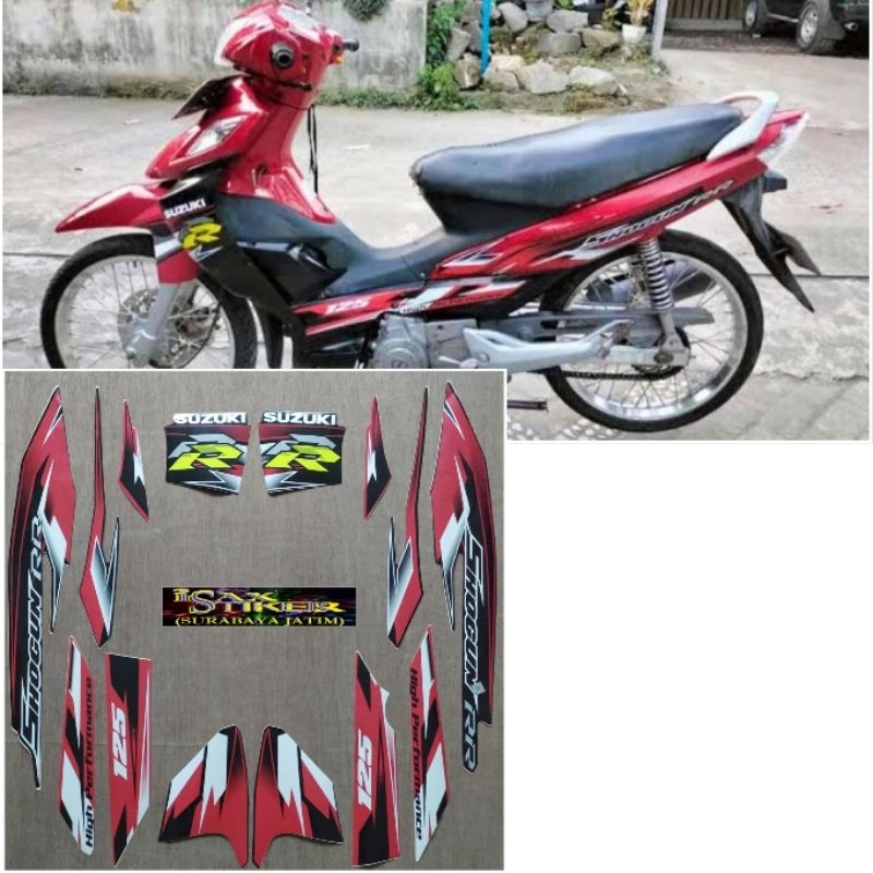 Striping original Suzuki Shogun RR 125 merah hitam tahun 2008