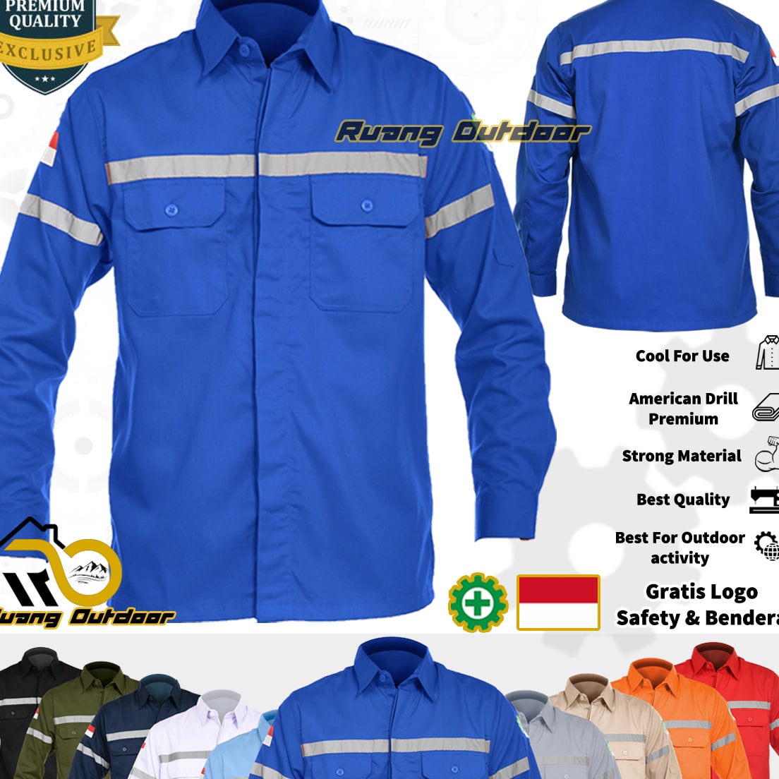 KEMEJA ATASAN WEARPACK BAJU SAFETY K3 OUTDOOR PREMIUM LENGAN PANJANG - Seragam Kerja Lapangan Proyek
