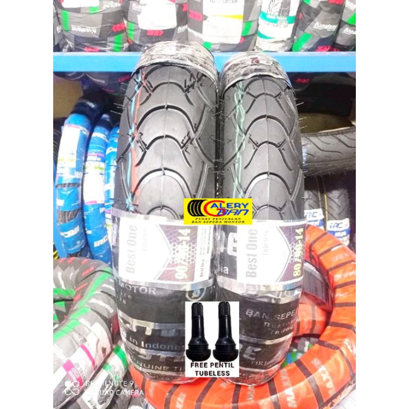 sepasang 2 ban motor matic  tubeles bestone 80/90-14 dan 90/90-14 ban ring 14 ban metic ban tubeles 