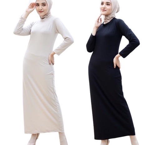 Gamis Manset Wanita Lengan Panjang Spandek Soft / Inner Dress Lengan Panjang  / Gamis Dalaman Kebaya
