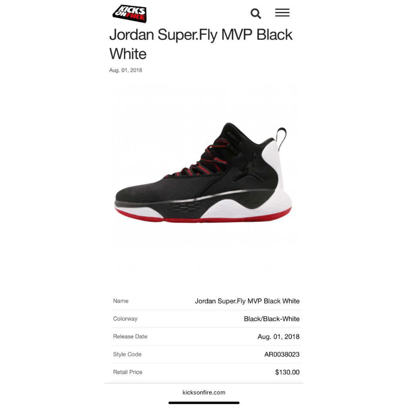 Air Jordan Superfly MVP Black and White