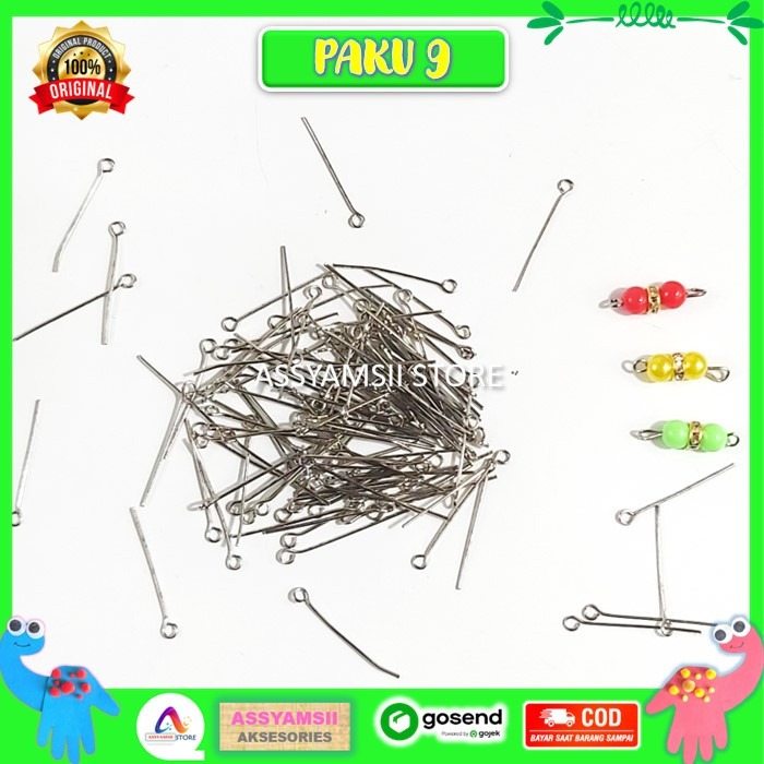 Paku 9 Manik Mote Bahan Gelang Konektor Kalung Strap Masker Diy