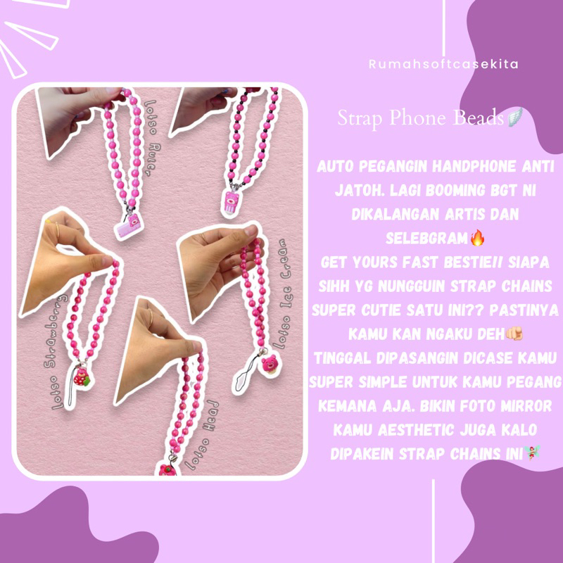 TALI GANTUNGAN HP BEADS/ STRAP HP/ LANYARD FOR PHONE/ BRACELET LANYARD LOTSO