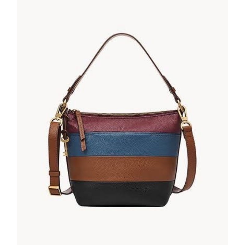 Julianna Small Hobo Stripe Leather