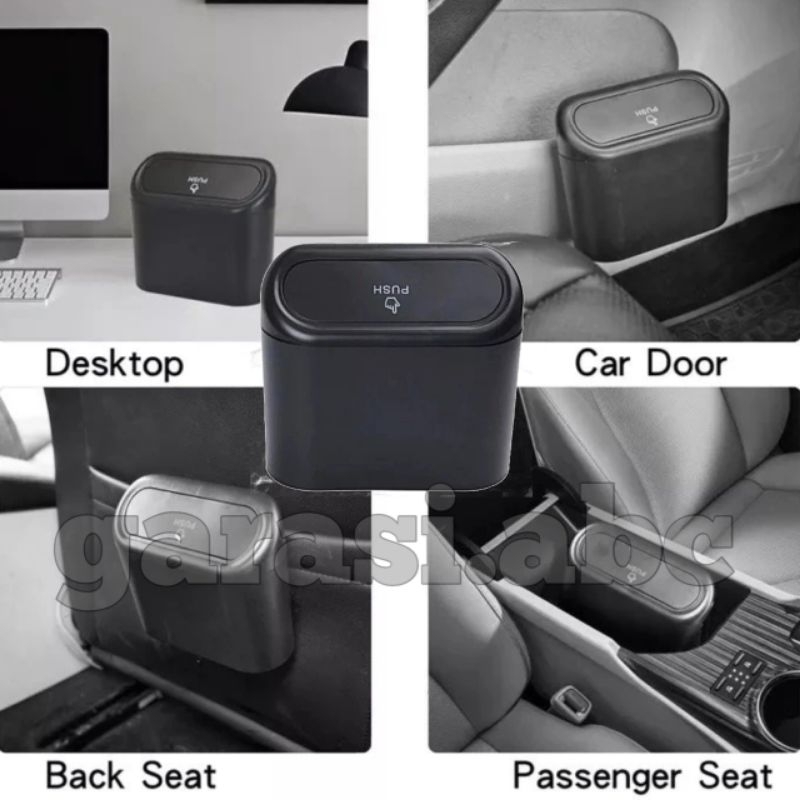 Tempat Sampah Mobil Gantung Model Push Portable Trash Bin Minimalis Wadah Box Tong Tisu Plastik Avan