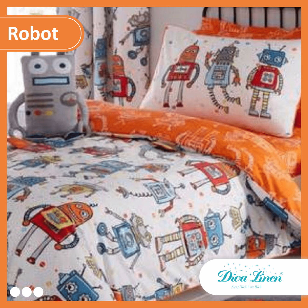 Bed Cover Diva Linen Golden Eterna Katun CVC Sprei Tinggi 30 - Motif Robot