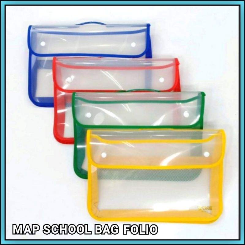 

1 Pcs Map School Bag / Map Zipper Bag Kancing 2