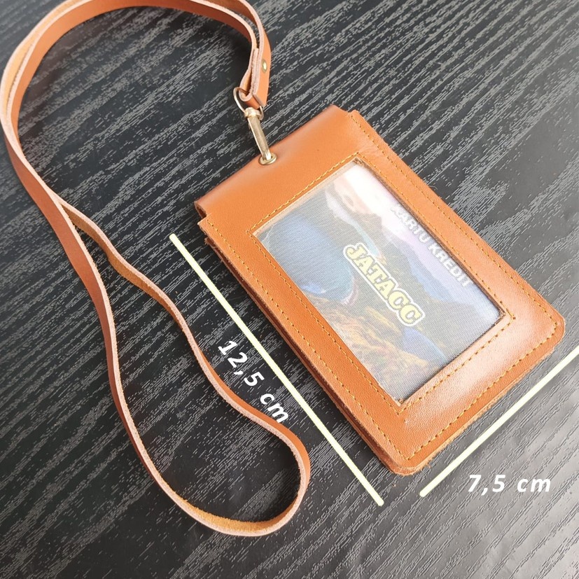 

id card holder kulit asli / name tag id / tempat kartu lanyard kulit asli