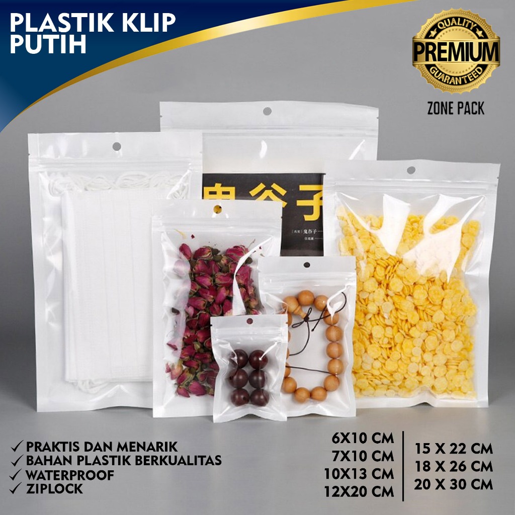 Plastik Klip Putih | Ziplock Putih Susu | Platik Klip Kemasan Aksesoris | Plastik Klip Souvenir