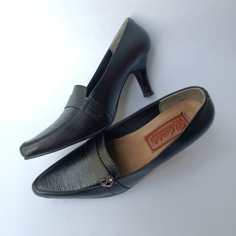 Sepatu Heels Kulit By Cardola/Heels Cewek Kulit/Heels Hak 7 CM/Heels Kulit Asli/Heels Wanita