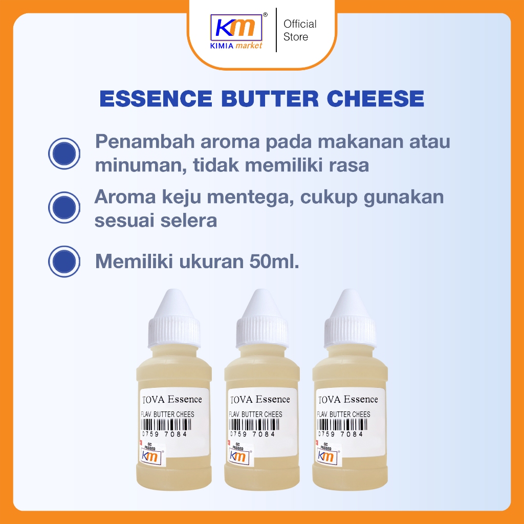 

Essence Perisa Makanan Minuman TOVA Butter Cheese 50ml / Perisa Makanan / Penambah Rasa Cair /