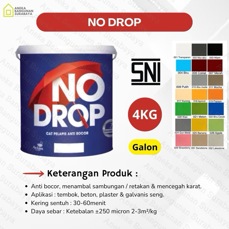 NO DROP 4kg Cat Pelapis Anti Bocor No Drop Waterproof galon