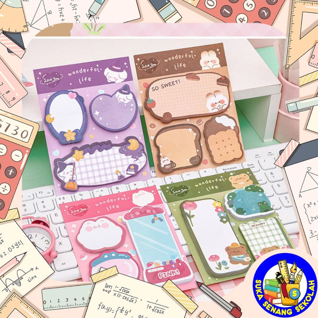 

(60 Lbr) Sticky Note Warna 3 in 1 Wonderful Life AT0142