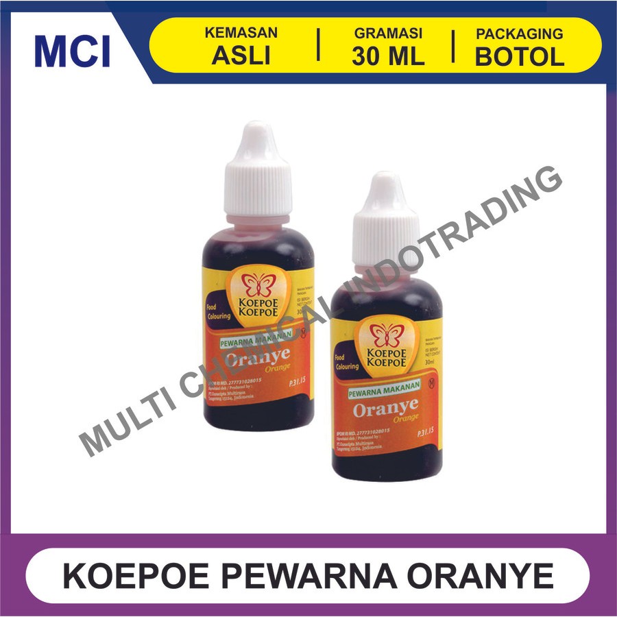 

PEWARNA MAKANAN MINUMAN KOEPOE KUPU - ORANYE 30 ML - 1 LUSIN 12 PCS