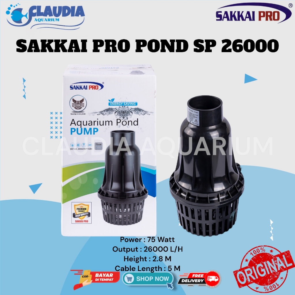 Mesin Pompa Kolam Celup Submersible Pump SAKKAI PRO POND SP 26000 P 26000P LOW WATT 75 WATT 26000 L/
