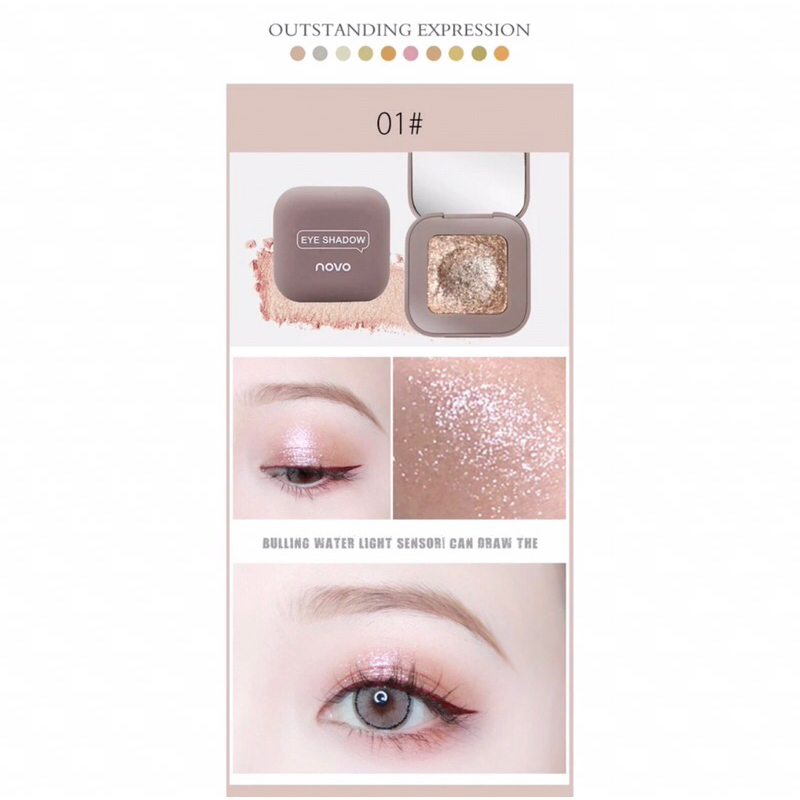NOVO Eye Makeup Single Color Shimmer Eyeshadow Shine Glitter Eye Shadow