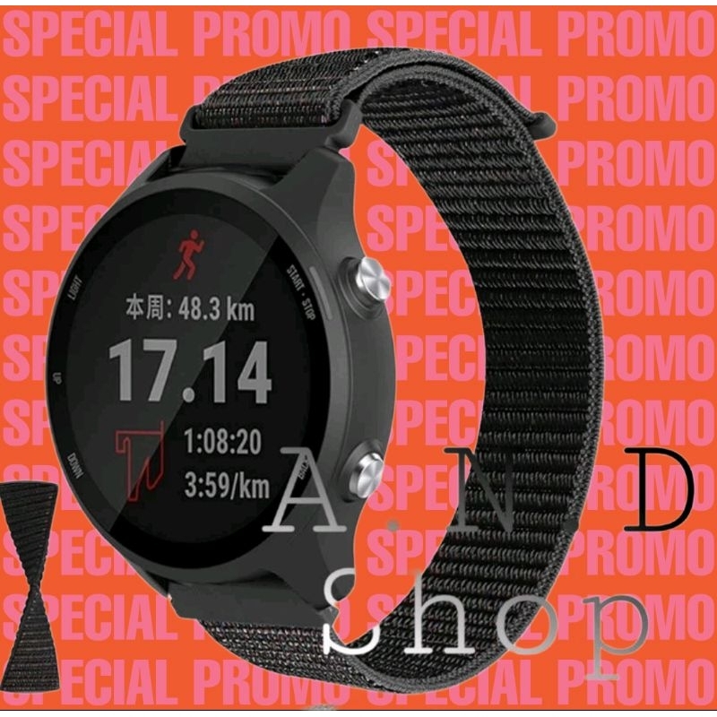 GARMIN FORERUNNER 245 245 MUSIC STRAP NYLON NILON WATCH BAND TALI JAM TANGAN SMARTWATCH