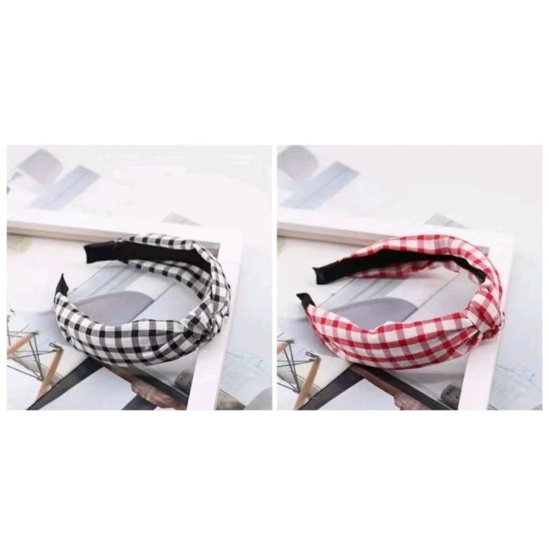 Bando Simpul motif kotak/Bando korea flexi dan nyaman