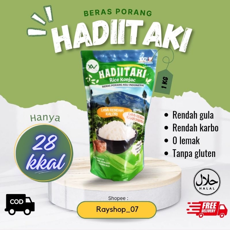 

HADIITAKI beras porang asli Indonesia, rendah kalori cocok untuk diet, praktis cukup tuang air panas