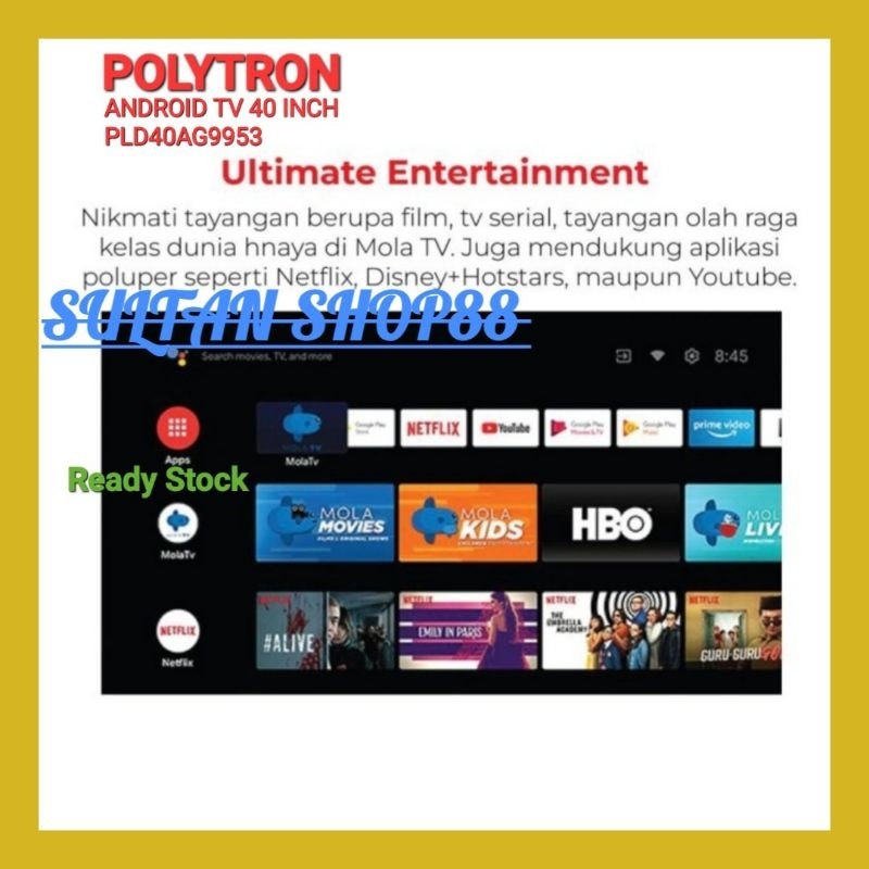 POLYTRON ANDROID TV PLD40AG9953 40 INCH FULL HD DIGITAL TV I ANDROID TV POLYTRON PLD40AG9953