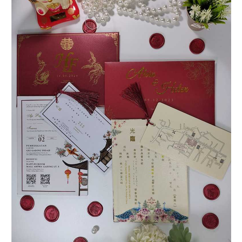Undangan Hardcover Pernikahan Chinese Amplop Modern