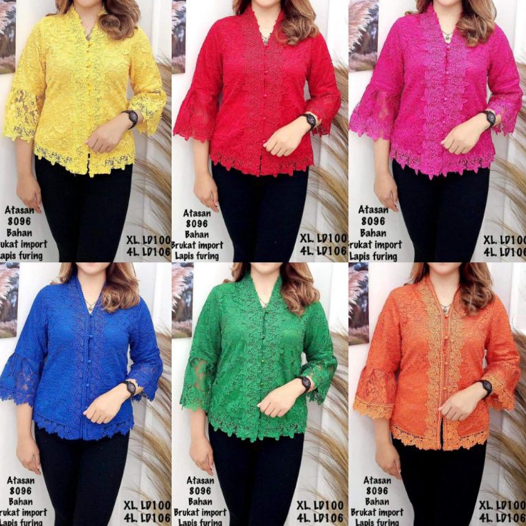 New Stock.. atasan brokat pesta kancing depan import