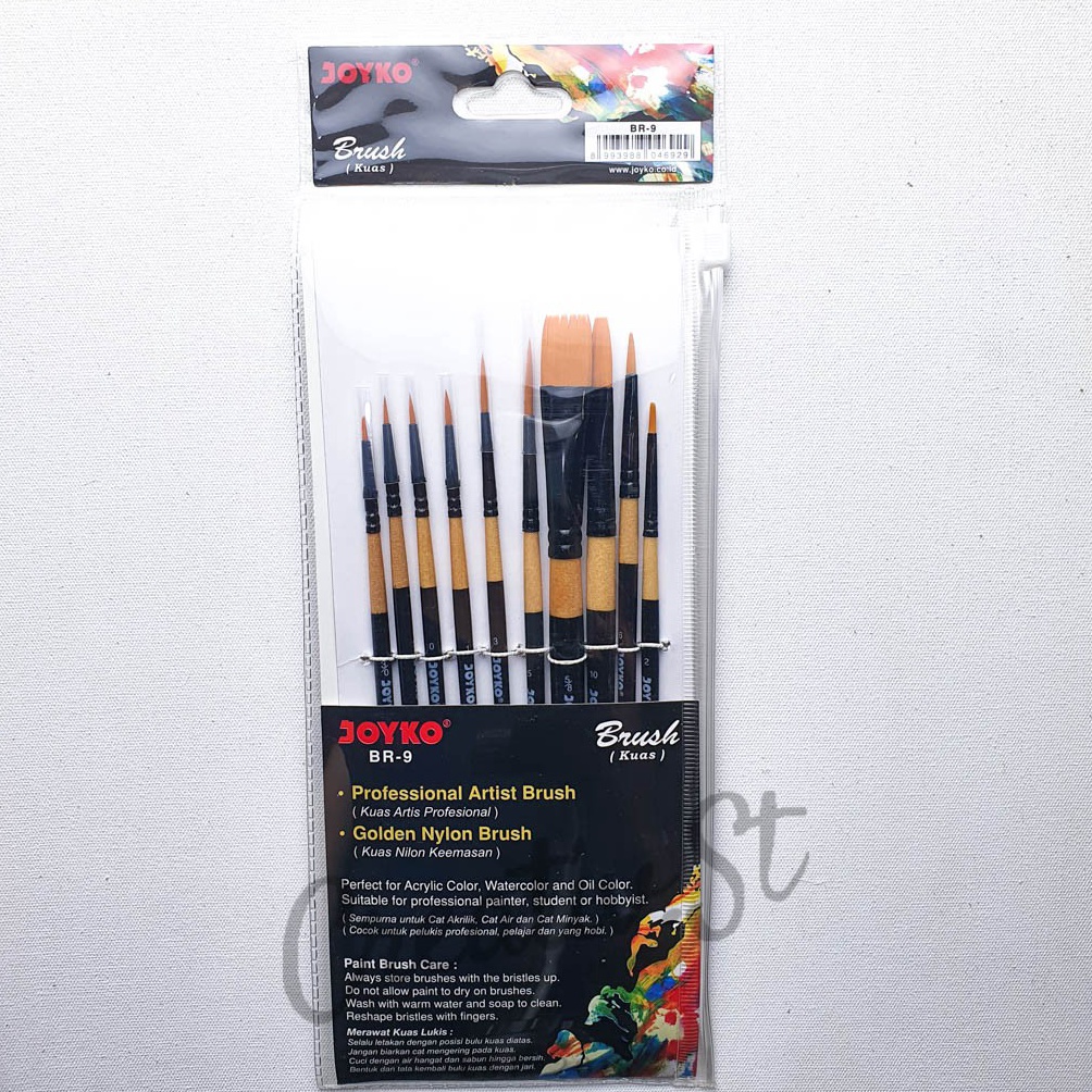 

Best Terlaris.. Kuas Lukis Set Joyko BR-9 (10 Pcs kuas) Professional Artist Brush A8V