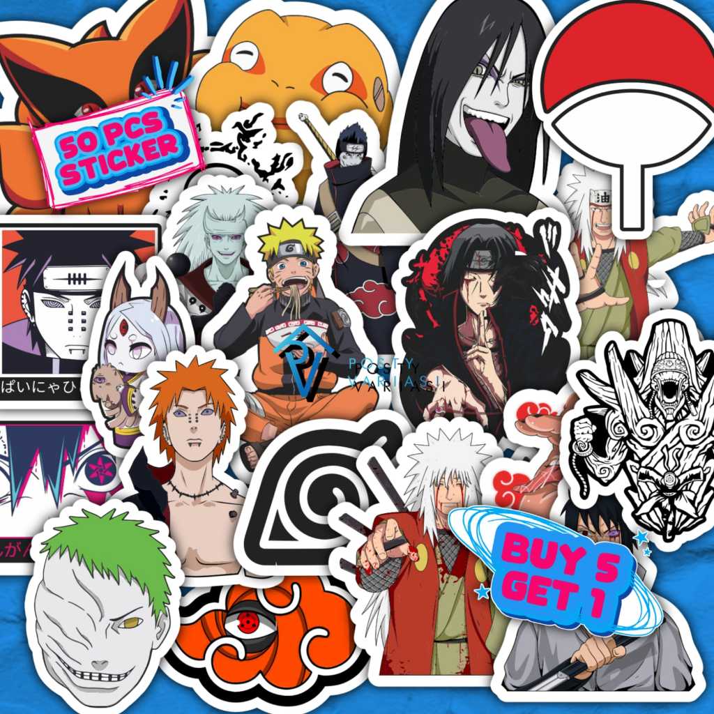 

50 Pcs Stiker Pack Grafiti Anime Naruto Untuk Case HP Laptop Tumbler Anti Air Sudah Cutting