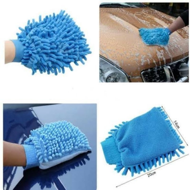 Sarung Tangan Cendol Microfiber Kain Lap Cuci Motor Mobil 2 Sisi Harga 1 Biji
